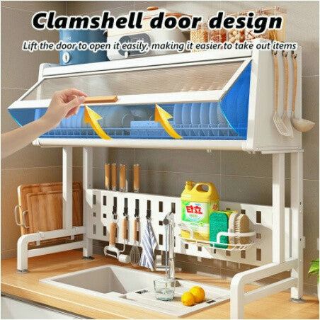 Dustproof Stainless Steel Kitchen Dish Rack