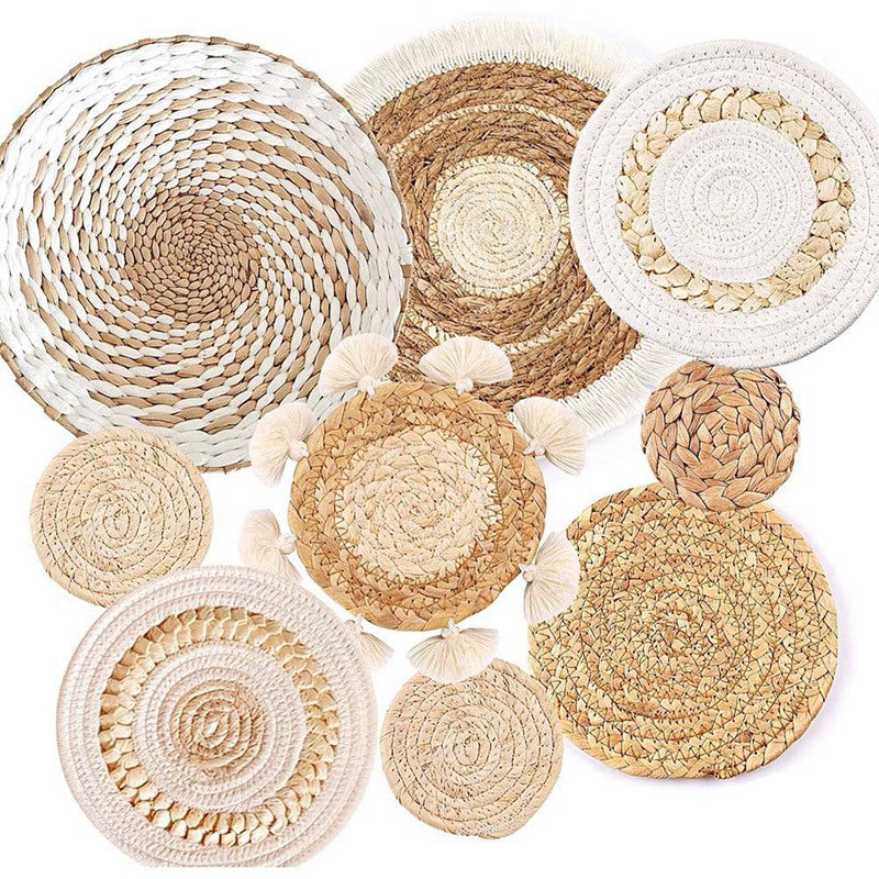 Boho Rattan Wall Basket Set