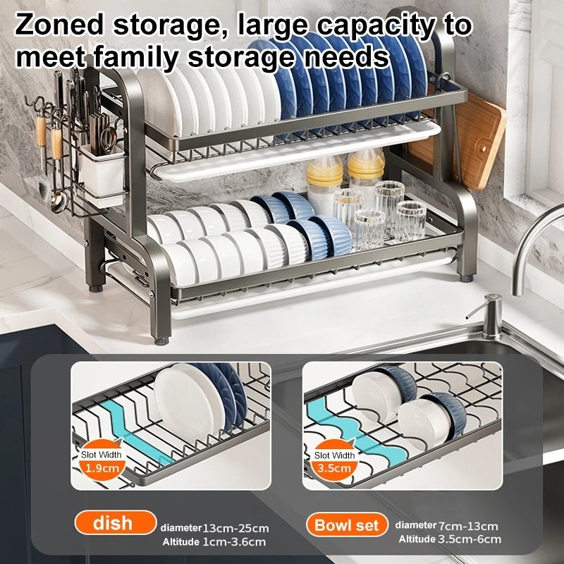 3-Tier 304 Stainless Steel Dish Rack