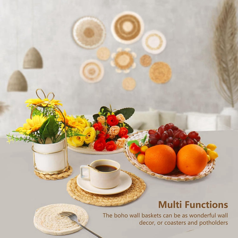Boho Rattan Wall Basket Set