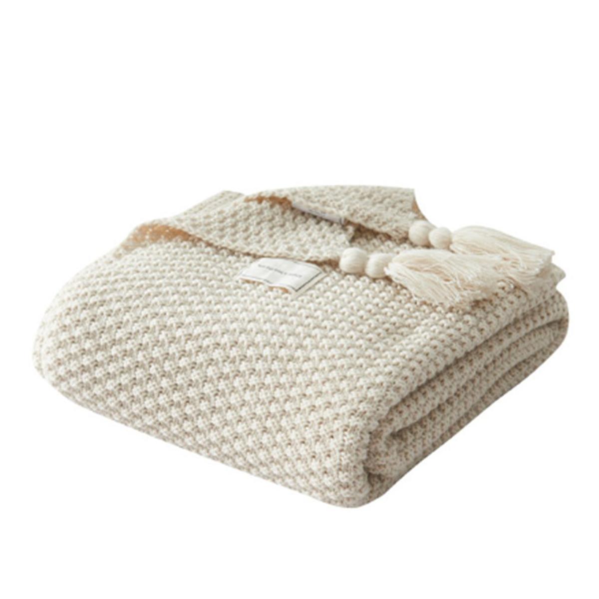 Tassel Knitted Wool Sofa Nap Blanket