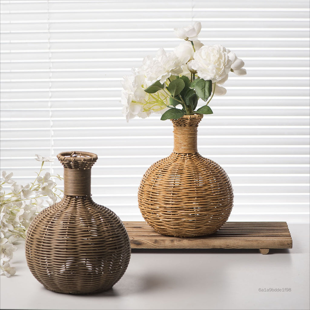 Retro Rattan Boho Vase Decor