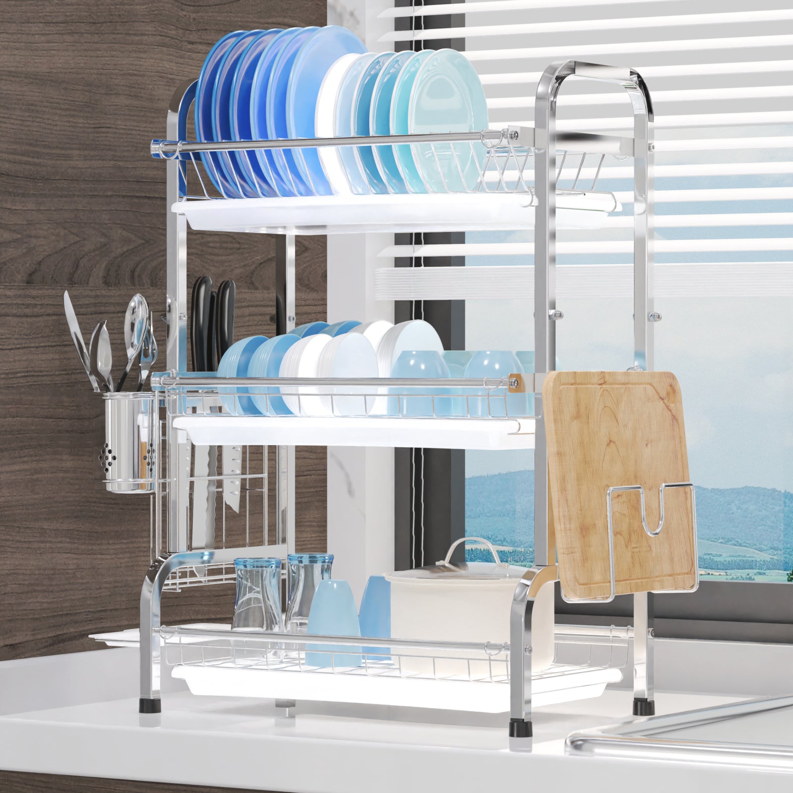 GSlife 304 Stainless Steel Multi-Tier Dish Rack