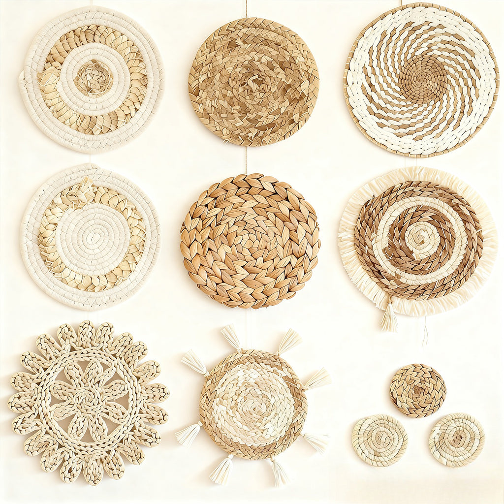 11Pcs Handmade Rattan Wall Basket Set