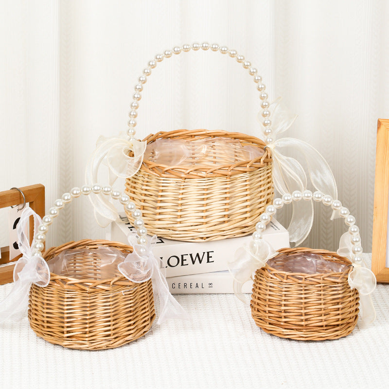 Handmade Rattan Wedding Flower Basket