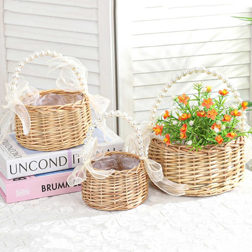 Handmade Rattan Wedding Flower Basket