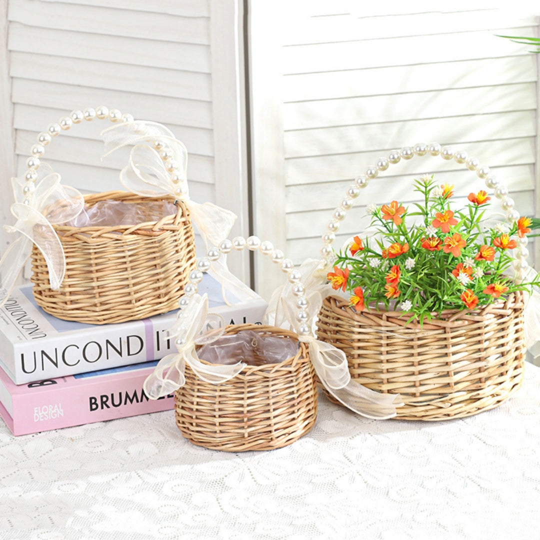 Handmade Rattan Wedding Flower Basket