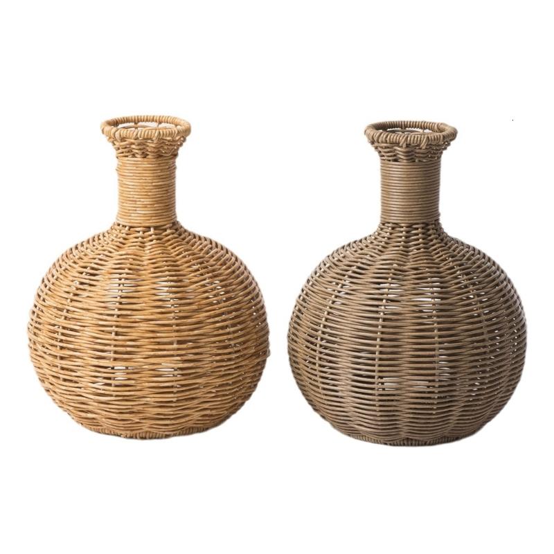 Faux Rattan Farmhouse Flower Vase