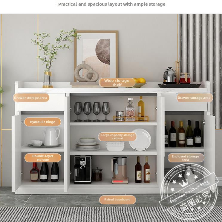 MUHUASHA Modern Marble Wood Sideboard Cabinet