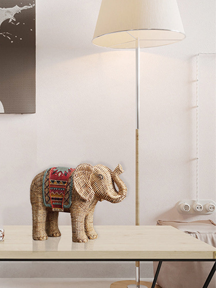 Hand-painted Rattan Elephant Decor