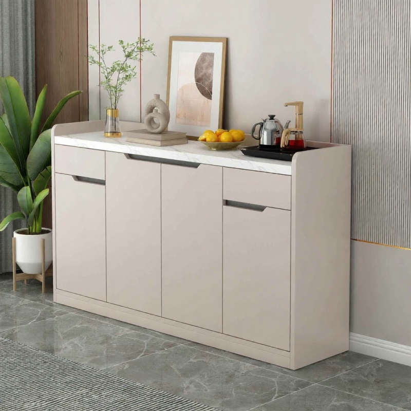 MUHUASHA Modern Marble Wood Sideboard Cabinet