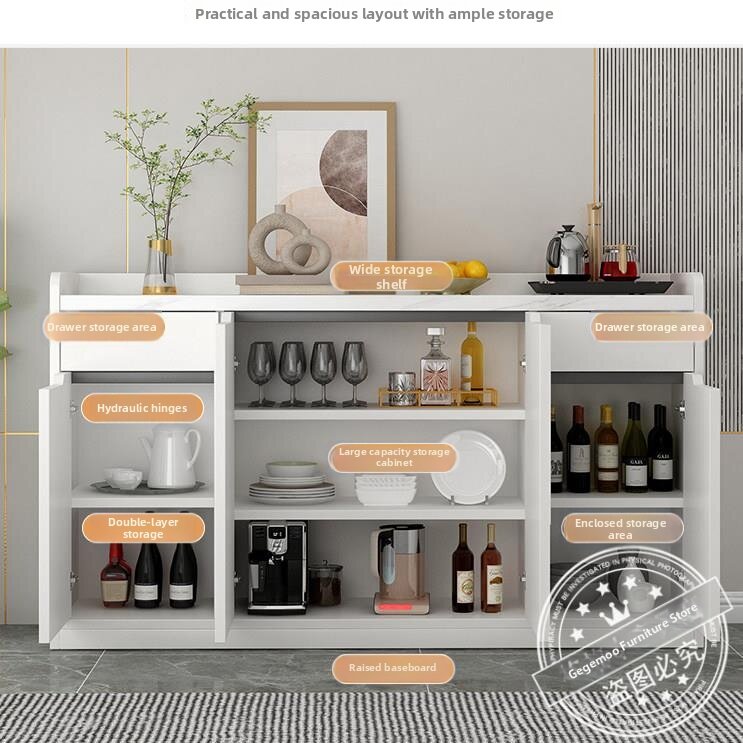 MUHUASHA Modern Marble Wood Sideboard Cabinet