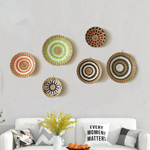 Boho Rattan Wall Hanging Plates