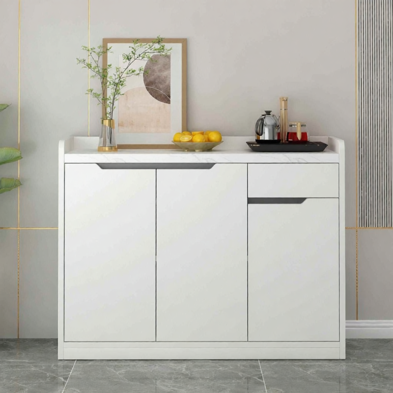 MUHUASHA Modern Marble Wood Sideboard Cabinet