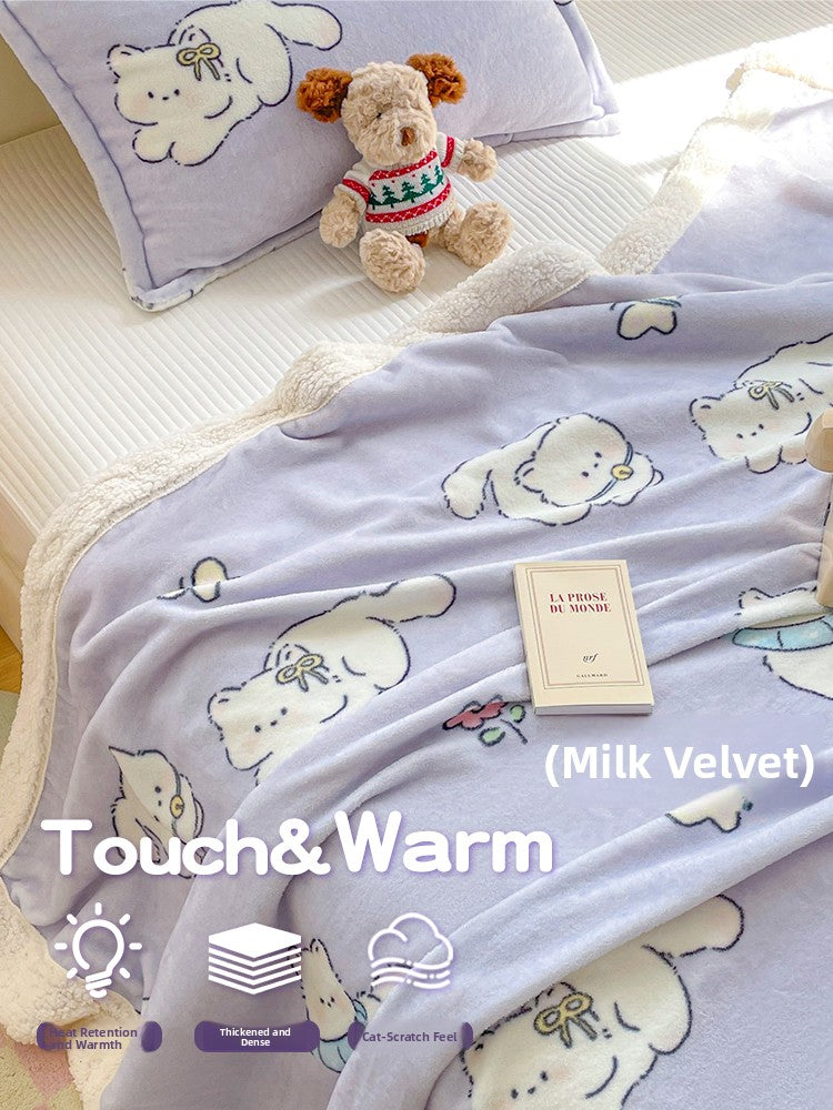 YANXI Thick Milk Wool Sheepskin Blanket