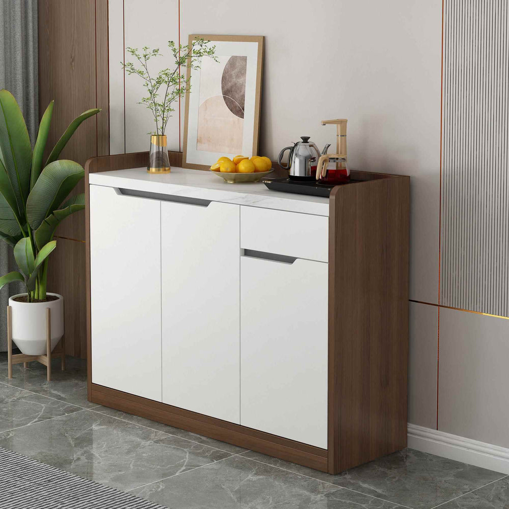 MUHUASHA Modern Marble Wood Sideboard Cabinet