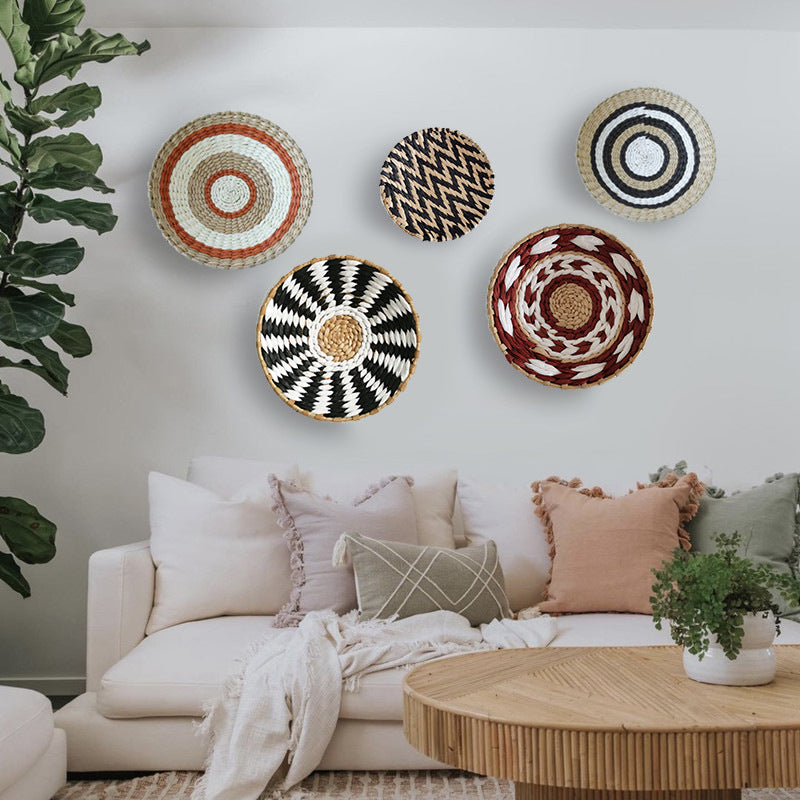 Boho Rattan Wall Hanging Plates