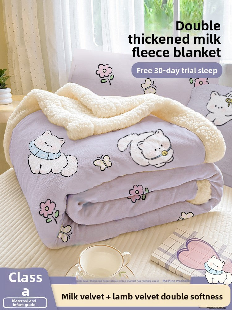 YANXI Thick Milk Wool Sheepskin Blanket