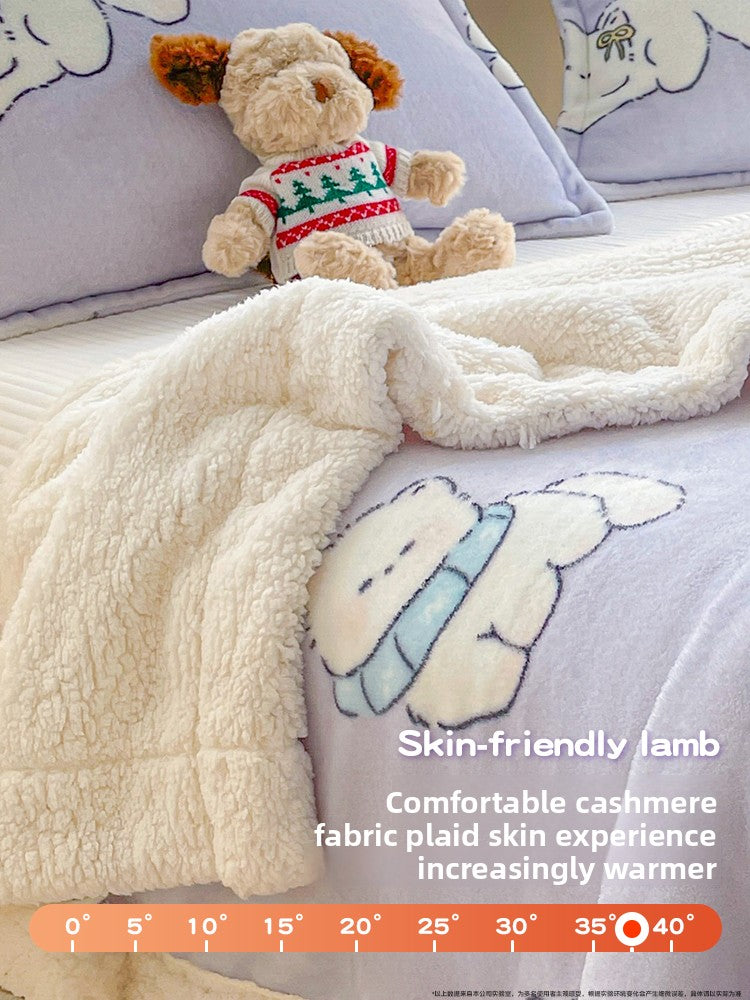 YANXI Thick Milk Wool Sheepskin Blanket