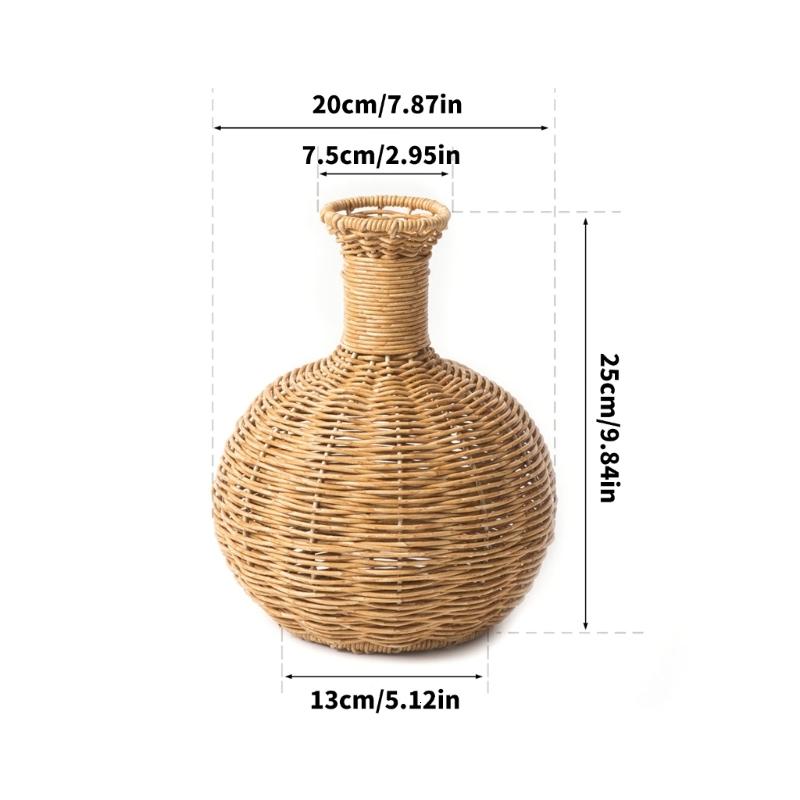 Faux Rattan Farmhouse Flower Vase