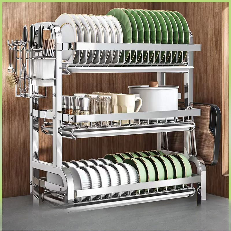 3-Tier 304 Stainless Steel Dish Rack