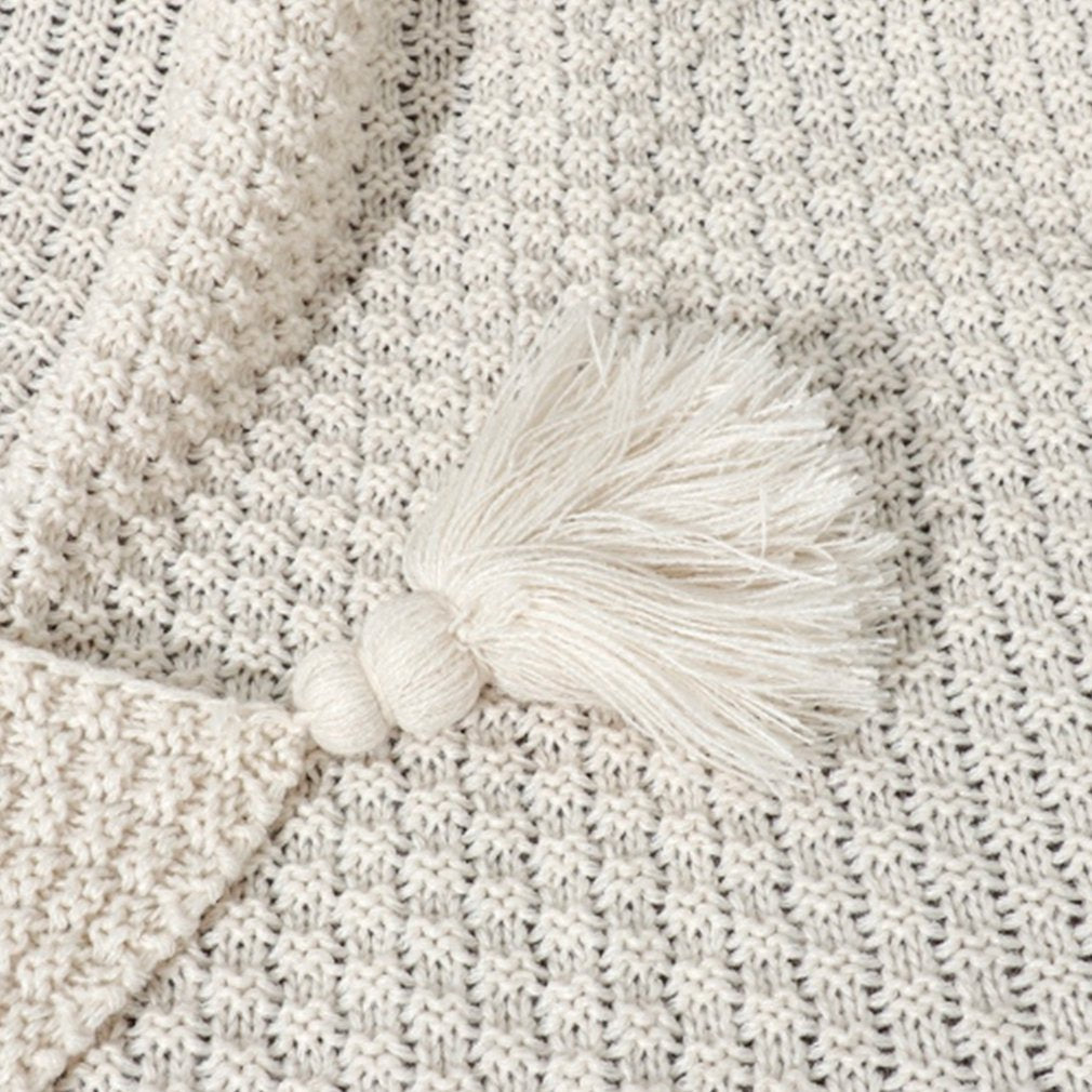 Tassel Knitted Wool Sofa Nap Blanket