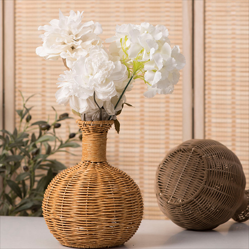 Retro Rattan Boho Vase Decor