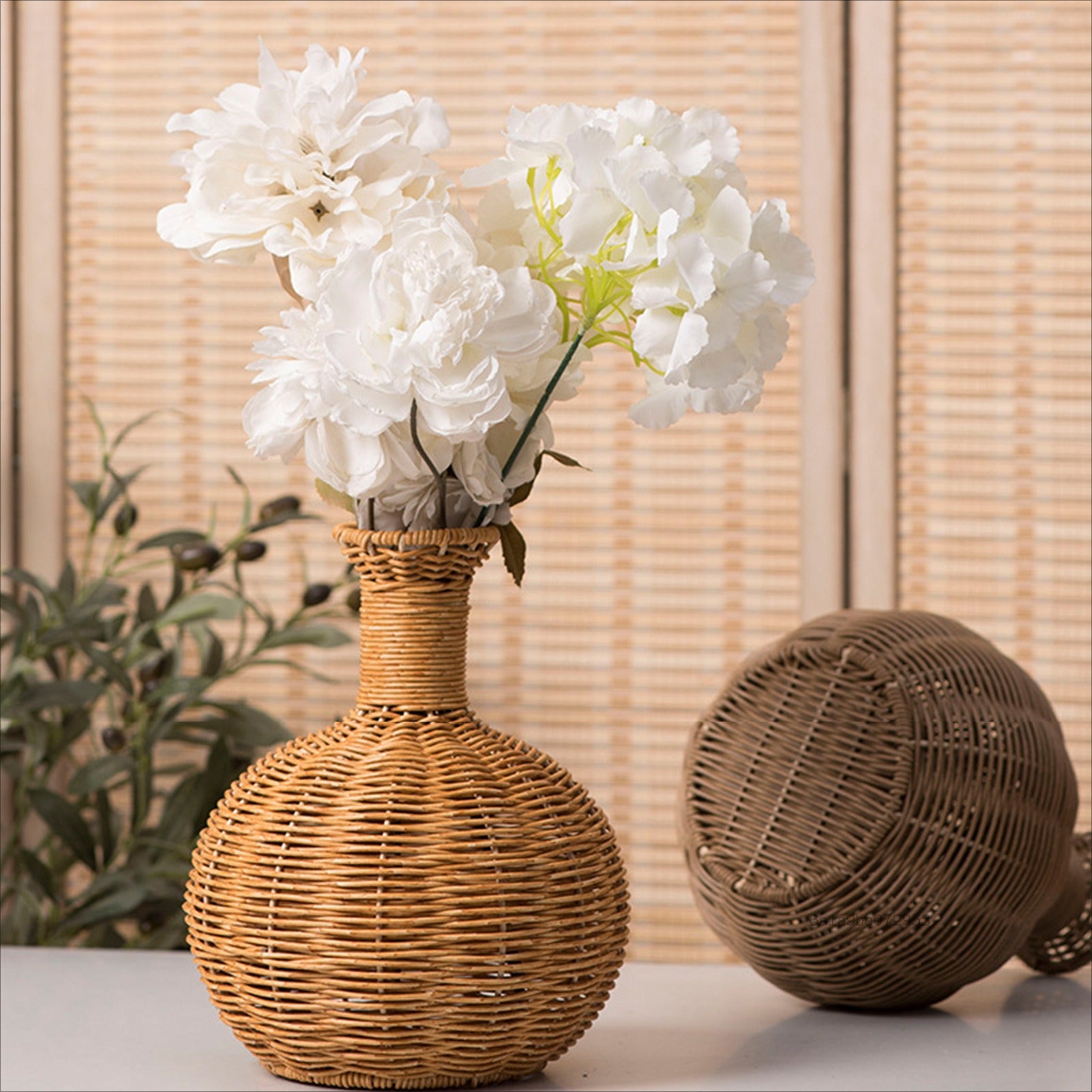 Retro Rattan Boho Vase Decor