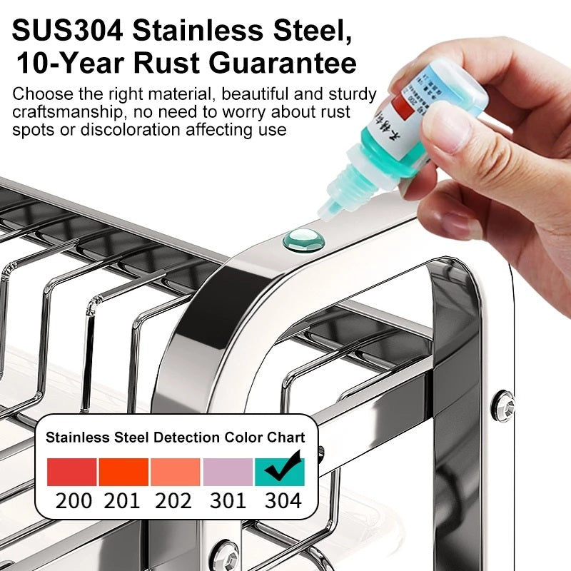 3-Tier 304 Stainless Steel Dish Rack
