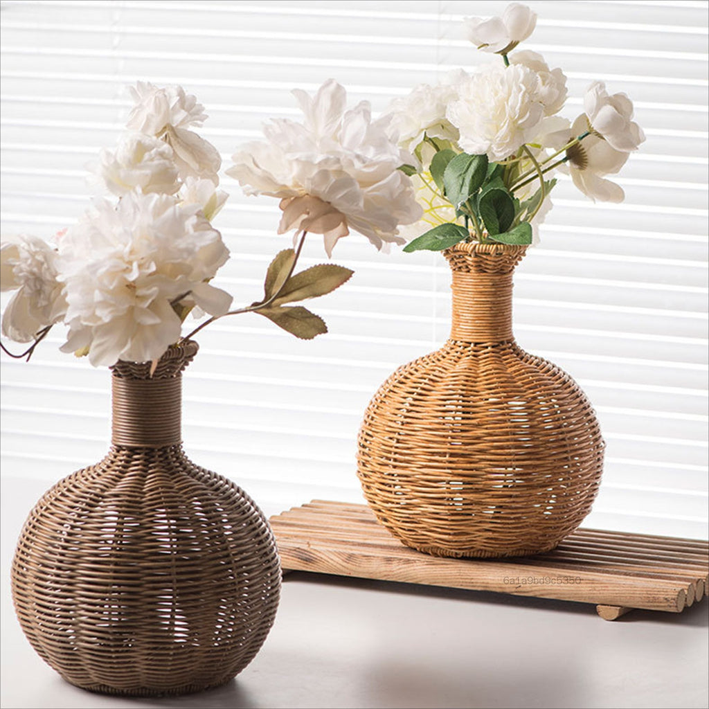 Retro Rattan Boho Vase Decor