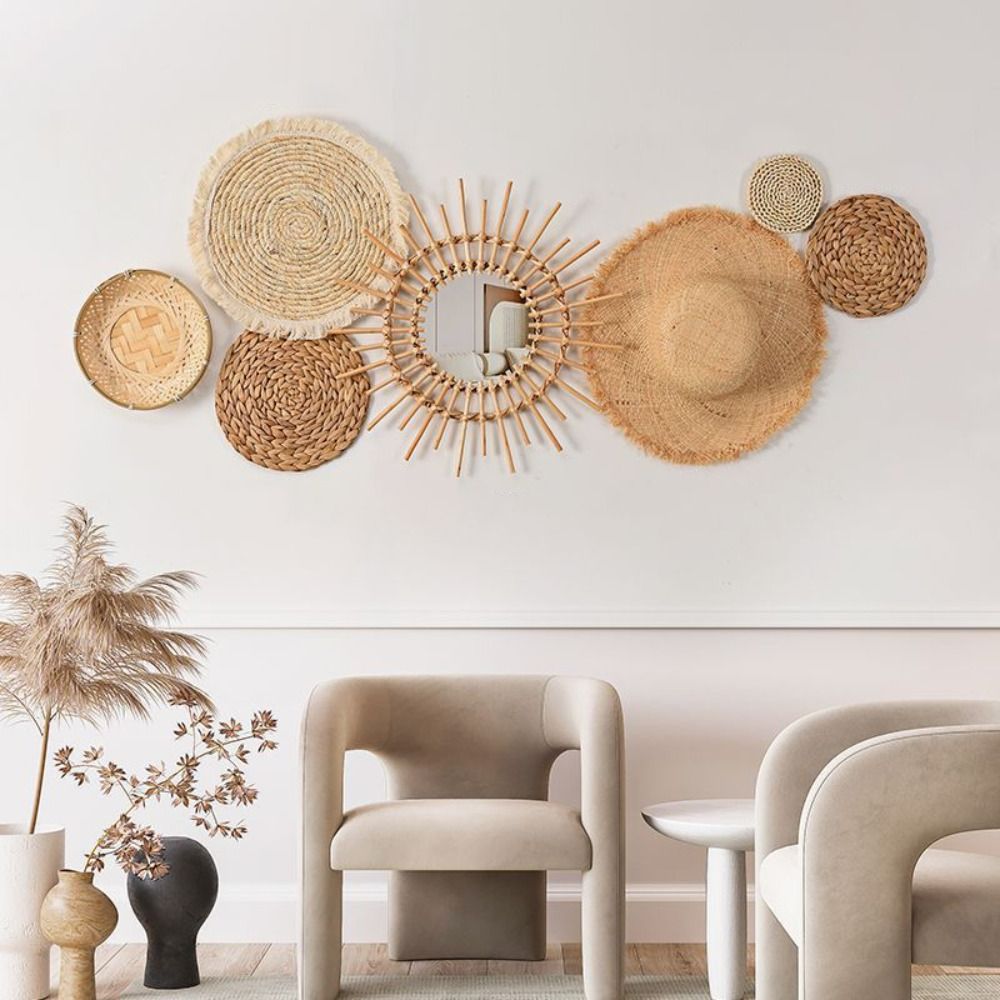 SIRENXI Boho Rattan Wall Plate