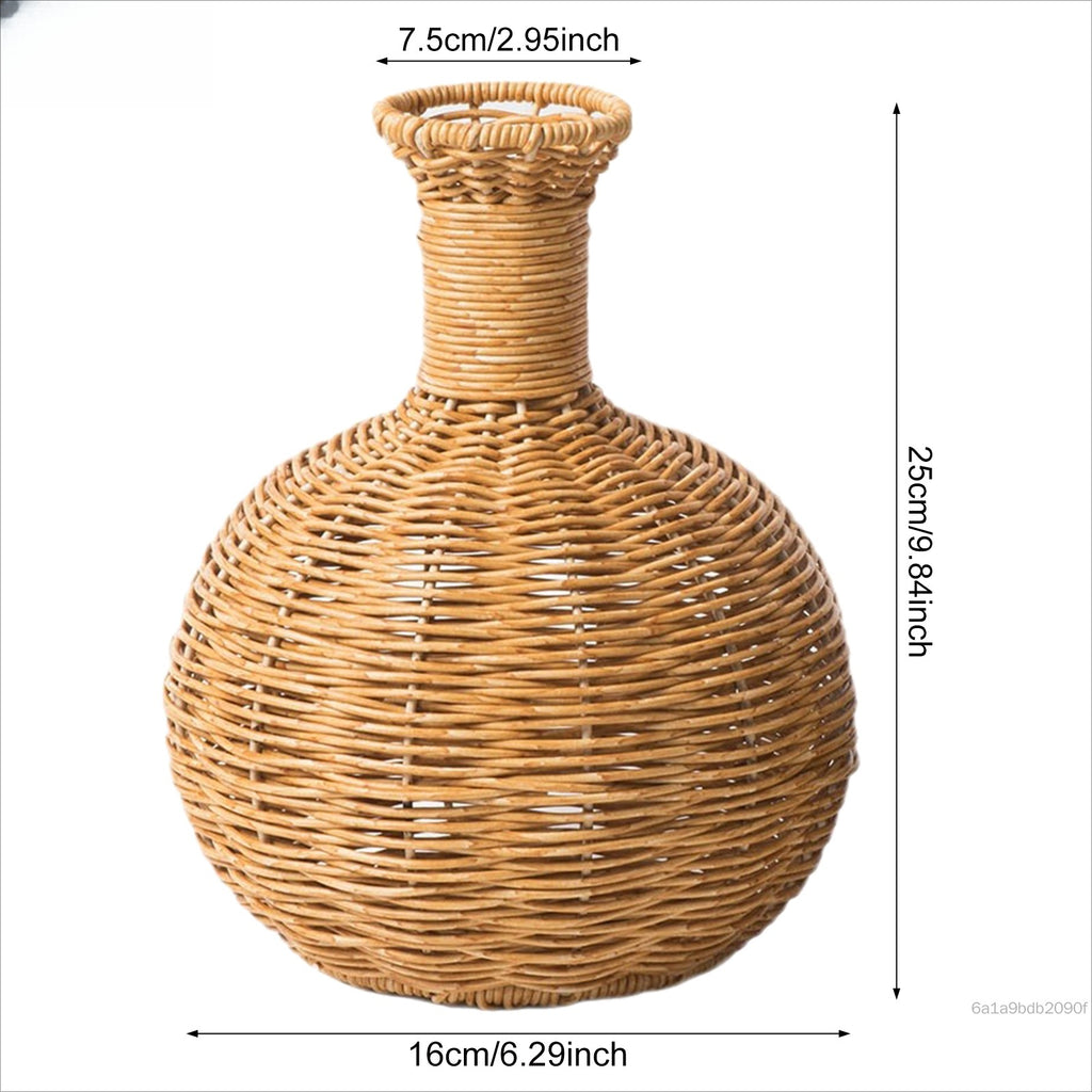 Retro Rattan Boho Vase Decor