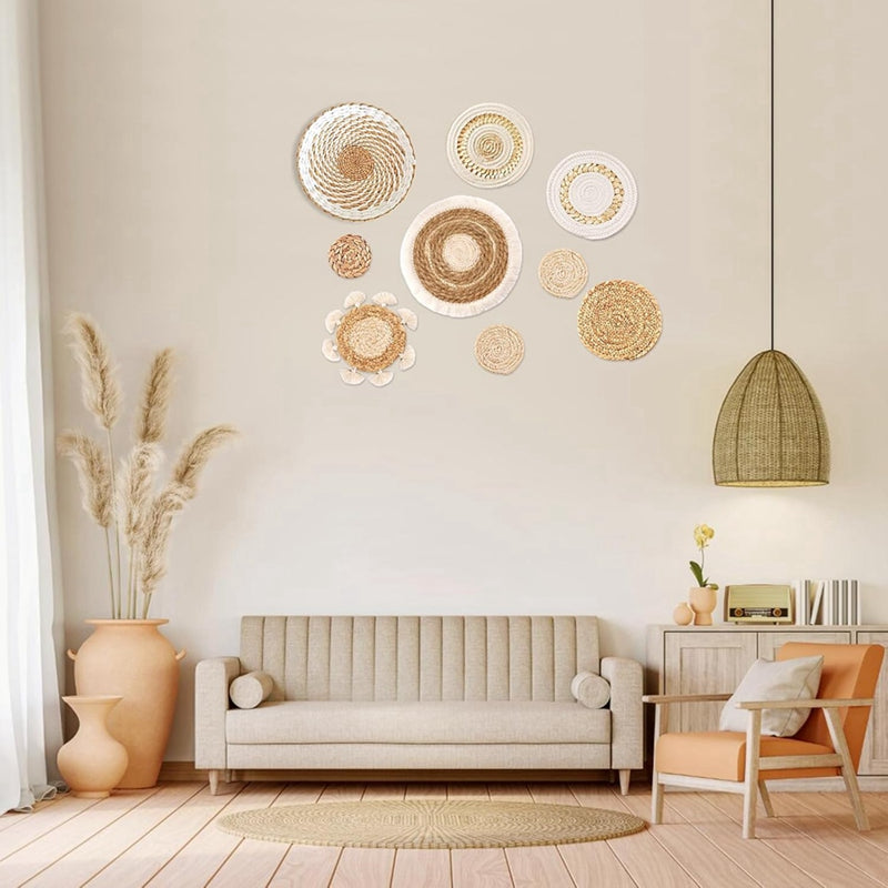 Boho Rattan Wall Basket Set